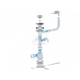Сифон A1042SP для мойки Ани 3 1/2*40 Грот c переливом и отводом