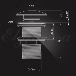 Донный клапан Elghansa WASTE SYSTEMS WBT-112 для раковины без перелива, хром