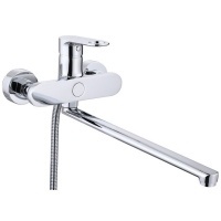 Смеситель для ванны VIEIR V043541, однорычажный, длинный излив, ручной душ