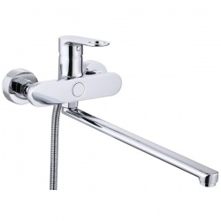 Смеситель для ванны VIEIR V043541, однорычажный, длинный излив, ручной душ