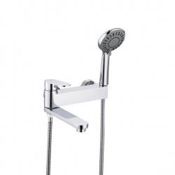 Смеситель для ванны VIEIR V083532, однорычажный, короткий излив, ручной душ