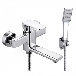 Смеситель для ванны VIEIR V113531, однорычажный, короткий излив, ручной душ