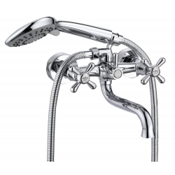 Смеситель для ванны VIEIR V120131, двухвентильный, короткий излив, ручной душ