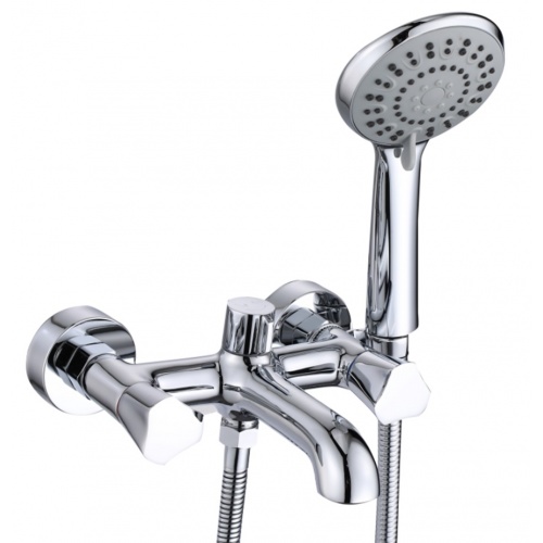 Смеситель для ванны VIEIR V150131, двухвентильный, короткий излив, ручной душ купить в интернет магазине Санрай73