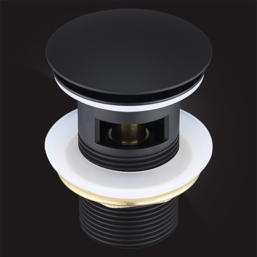Донный клапан Elghansa WASTE SYSTEMS WBT-122-Black для раковины с переливом, черный купить в интернет магазине Санрай73