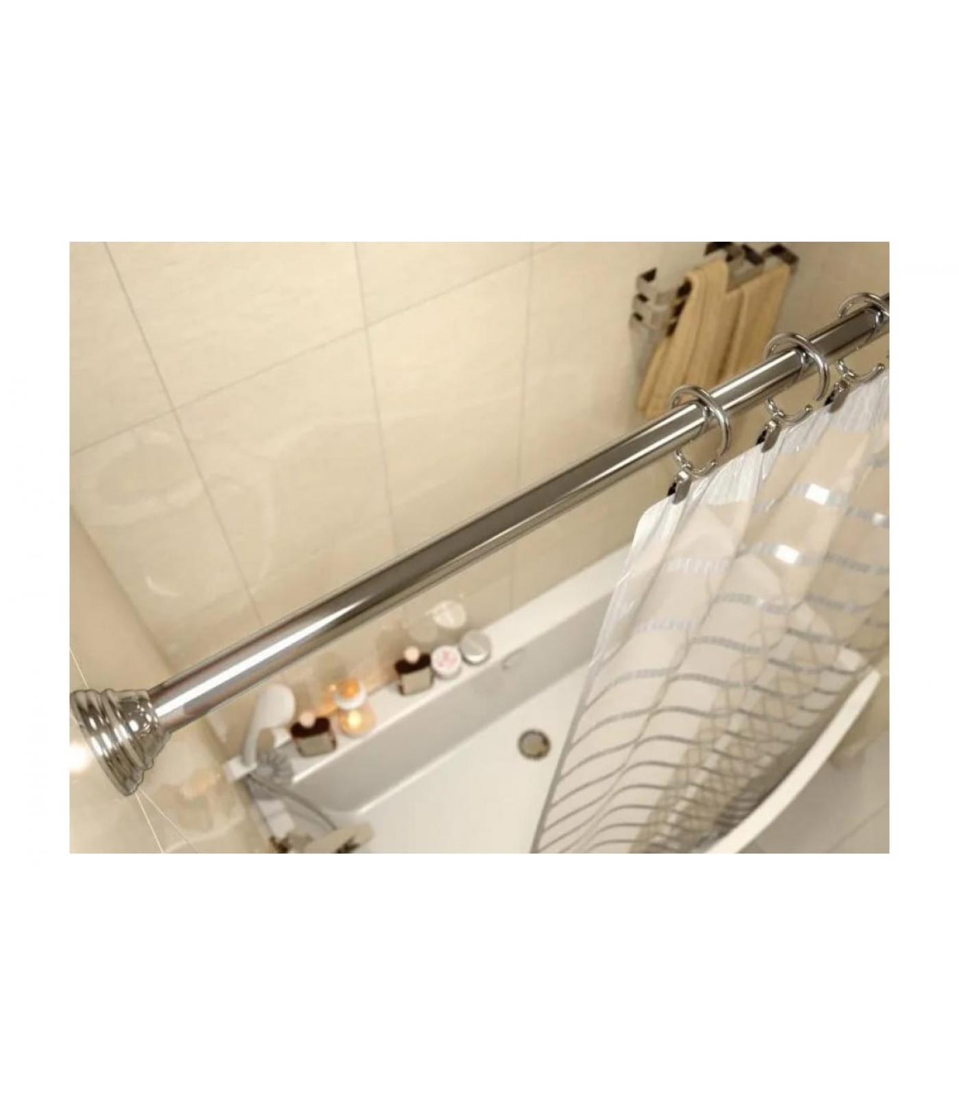 Купить Карниз прямой для ванной с кольцами CS-1-Crome 1035-1850мм в ...