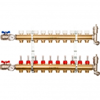 Коллекторная группа Stout SMB-0473 1"х3/4" 10 выходов, с расходомерами