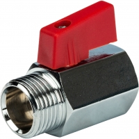 Кран шаровой мини 1/2"НР/ВР Stout флажок красный