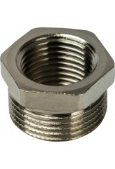Футорка 3/4"нр х 1/2"вр Stout никелированная латунная