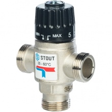 Термостатический смесительный клапан Stout 3/4"нр, 35-60C, 1.6м3/ч  для ГВС и отопления