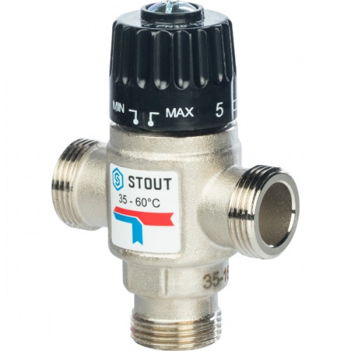 Термостатический смесительный клапан Stout 3/4"нр, 35-60C, 1.6м3/ч  для ГВС и отопления купить в интернет магазине Санрай73
