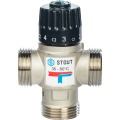 Термостатический смесительный клапан Stout 1"нр, 35-60C, 1.6м3/ч  для ГВС и отопления