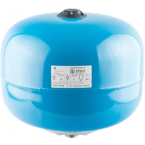 Гидроаккумулятор Stout STW-0001 вертикальный 24 л синий 8 bar 100°С купить в интернет магазине Санрай73