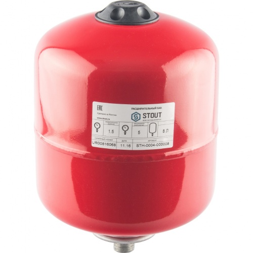 Расширительный бак Stout STH-0004 для системы отопления 8 л красный 5 bar 100°С верхнее 3/4" купить в интернет магазине Санрай73