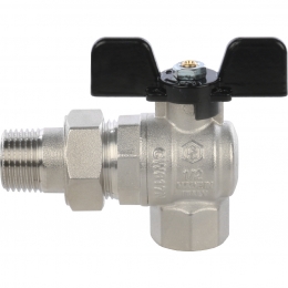 Кран шаровой со сгоном 1/2"ВР/НР Stout угловой бабочка черная