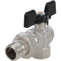 Кран шаровой со сгоном 1/2"ВР/НР Stout угловой бабочка черная