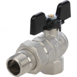 Кран шаровой со сгоном 1/2"ВР/НР Stout угловой бабочка черная