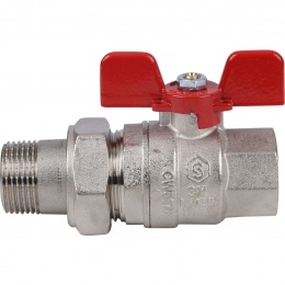 Кран шаровой со сгоном 3/4"ВР/НР Stout прямой, EPDM, бабочка красная