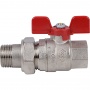 Кран шаровой со сгоном 3/4"ВР/НР Stout прямой, EPDM, бабочка красная
