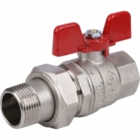 Кран шаровой со сгоном 3/4"ВР/НР Stout прямой, EPDM, бабочка красная