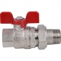 Кран шаровой со сгоном 3/4"ВР/НР Stout прямой, EPDM, бабочка красная