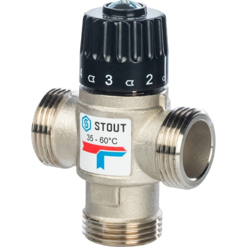 Термостатический смесительный клапан Stout 1"нр, 35-60C, 2.5м3/ч  для ГВС и отопления купить в интернет магазине Санрай73