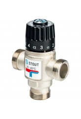 Термостатический смесительный клапан 3/4"нр Stout 20-43C, 1.6м3/ч  для ГВС и отопления