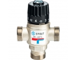 Термостатический смесительный клапан 3/4"нр Stout 20-43C, 1.6м3/ч  для ГВС и отопления