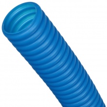 Труба гофрированная ПНД, цвет синий, наружным диаметром 25мм для труб 20мм STOUT (50м) бухта