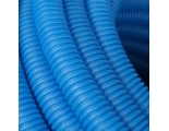 Труба гофрированная ПНД, цвет синий, наружным диаметром 32мм для труб 25мм STOUT 1м