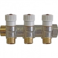 Коллектор распределительный 3/4" х 1/2" с 3 отводами Stout SMB-6851 запорные клапаны