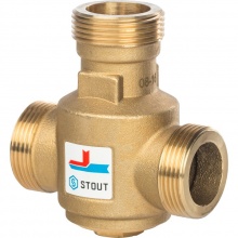 Термостатический смесительный клапан Stout 1 1/4"нр, 55C, 9.0м3/ч  для твердотопливных котлов