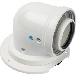 Элемент дымохода конденсац. адаптер 90° DN60/100 м/п PP-AL с фланцем (совместим. с Bosch) STOUT