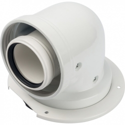 Элемент дымохода конденсац. адаптер 90° DN60/100 м/п PP-AL с фланцем (совместим. с Bosch) STOUT