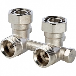 Узел нижнего подключения радиатора угловой 3/4" Stout с регулируемым байпасом