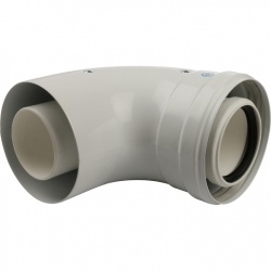 Элемент дымохода конденсационный угол 90° STOUT DN60/100 м/п с инспекционным окном PP-FE