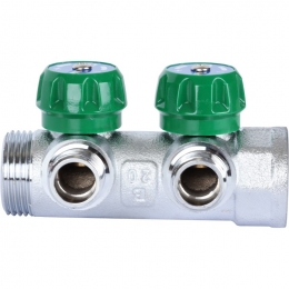 Коллектор регулирующий 1", 2 отвода 1/2" плоское уплотнение STOUT SMB-6849-011202