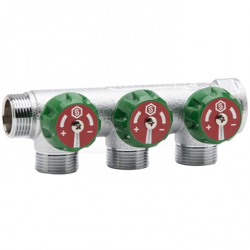 Коллектор регулирующий 3/4", 3 отвода 3/4"ЕК STOUT SMB-6850-343403 купить в интернет магазине Санрай73