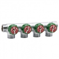 Коллектор распределительный Stout SMB-6850 3/4"х1/2" с 4 отводами, регулировочно-отсечные клапаны