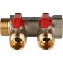 Коллектор с шаровыми кранами STOUT 3/4", 2 отвода 1/2" (красные ручки)