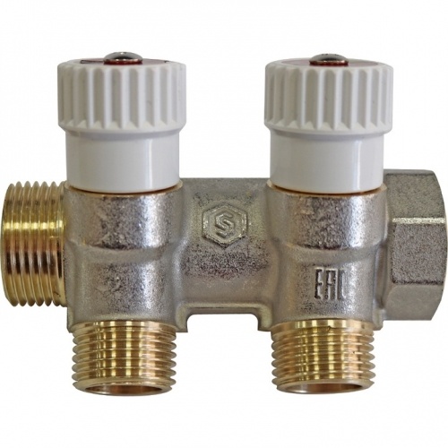 Коллектор распределительный STOUT 1", 2 отвода 1/2" плоское уплотнение купить в интернет магазине Санрай73