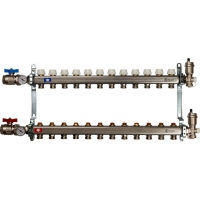 Коллектор из нержавеющей стали STOUT в сборе без расходомеров 12 вых.