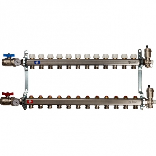 Коллектор из нержавеющей стали STOUT в сборе без расходомеров 12 вых. купить в интернет магазине Санрай73