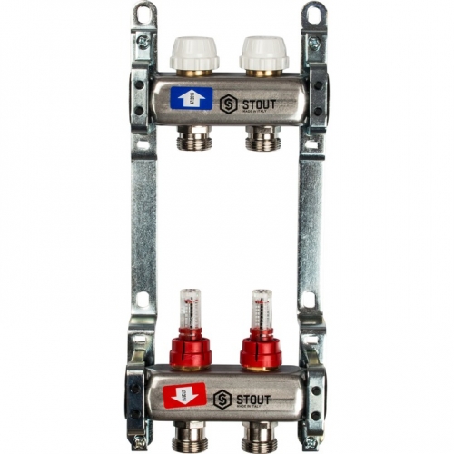 Коллектор из нержавеющей стали STOUT с расходомерами 2 вых. купить в интернет магазине Санрай73