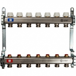 Коллектор из нержавеющей стали STOUT без расходомеров 7 вых.