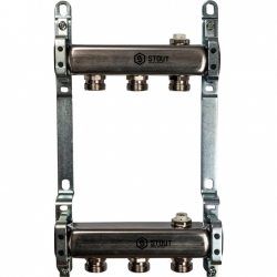 Коллектор из нержавеющей стали STOUT для радиаторной разводки 3 вых.