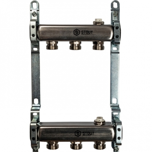 Коллектор из нержавеющей стали STOUT для радиаторной разводки 3 вых. купить в интернет магазине Санрай73