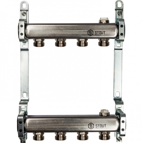 Коллектор из нержавеющей стали STOUT для радиаторной разводки 4 вых. купить в интернет магазине Санрай73