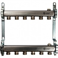 Коллектор из нержавеющей стали STOUT для радиаторной разводки 6 вых.