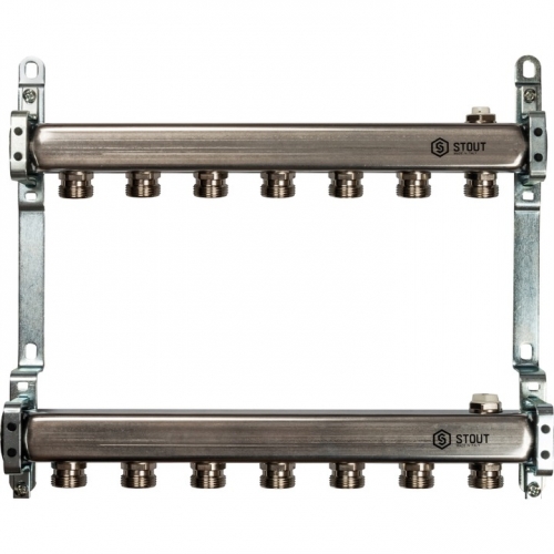 Коллектор из нержавеющей стали STOUT для радиаторной разводки 7 вых. купить в интернет магазине Санрай73